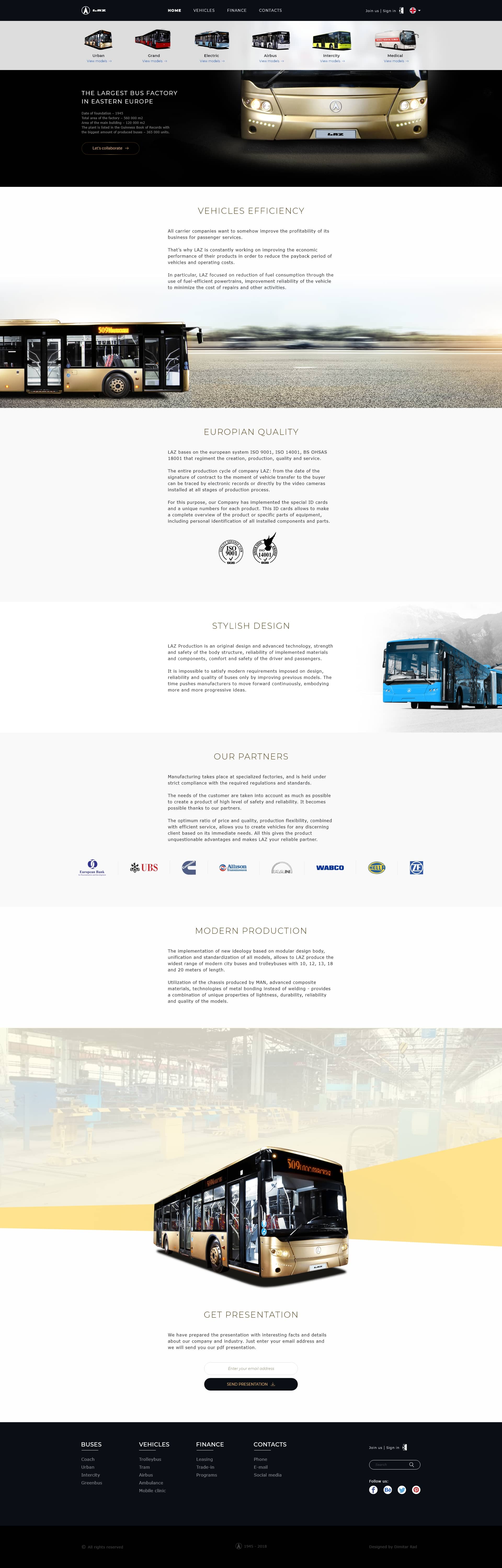 desktop version of home page for laz factory designed by Dima Radushev