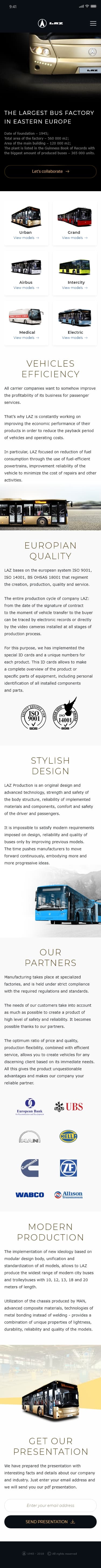 mobile version of home page for laz factory designed by Dima Radushev