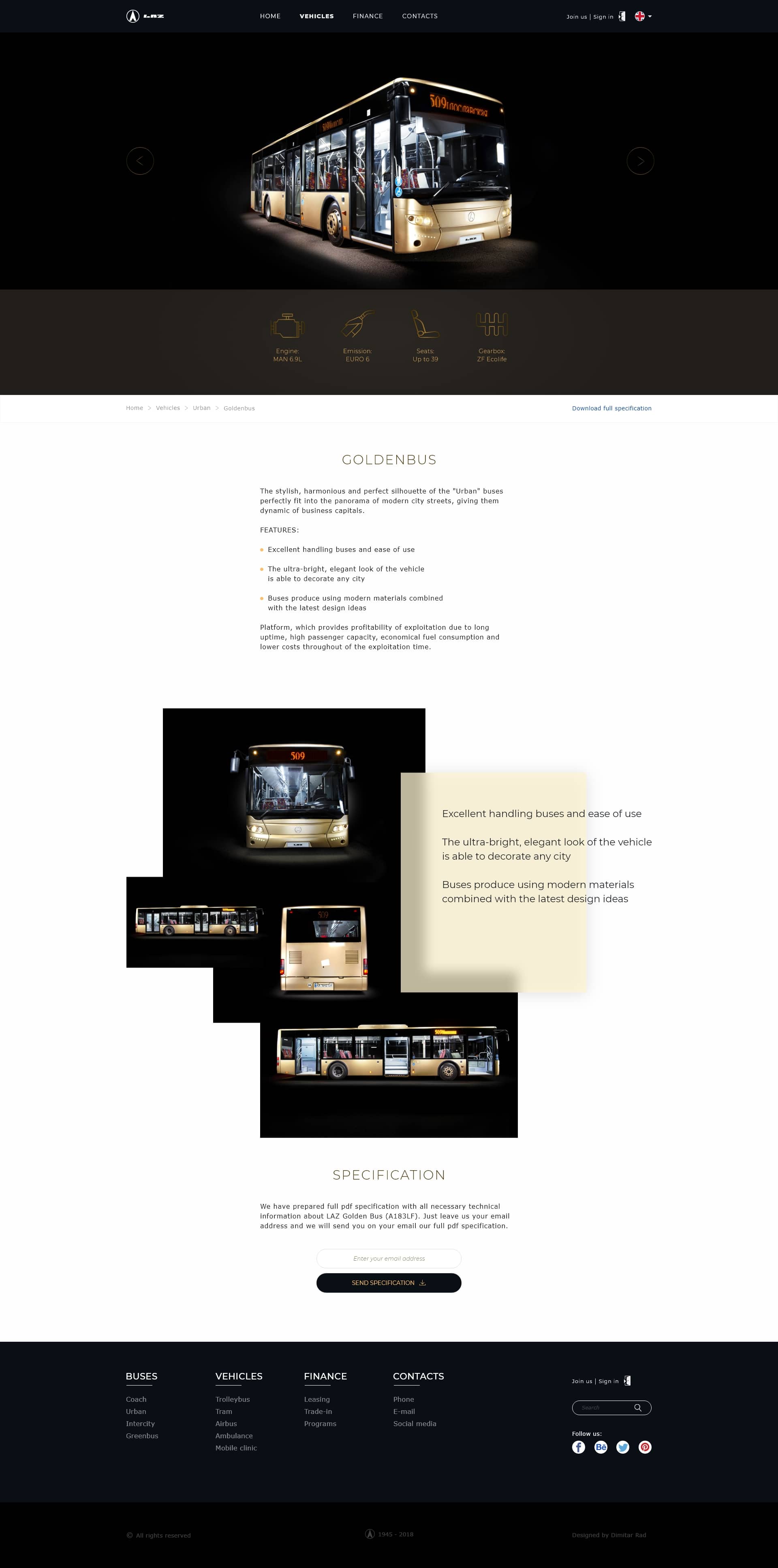 desktop version of product page for laz factory designed by Dima Radushev